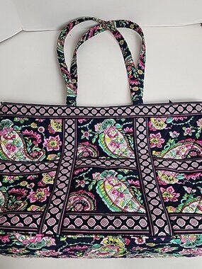 Vera Bradley Tic Tac Toe Large Tote Petal Paisley Pattern Zipper Top